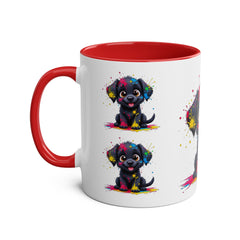 Colorful Puppy Two-Tone Coffee Mug | Cute Dog Lover Gift | Pet-Themed Kitchenware | Birthday Mug | Vibrant Print