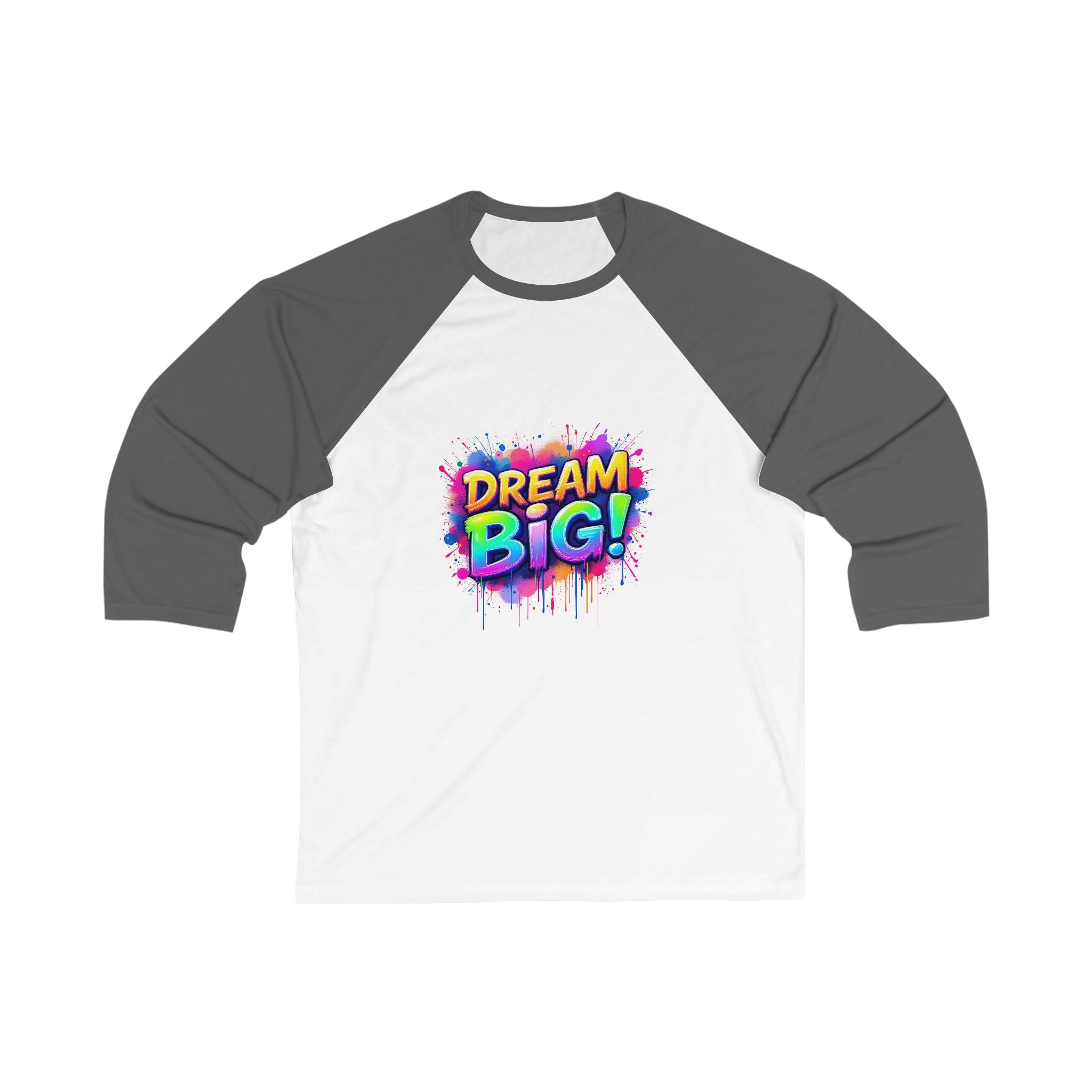 Colorful Dream Big Baseball Tee, Motivational Shirt for Sports, Inspirational Gift, Birthday, Casual Wear, Everyday Comfort