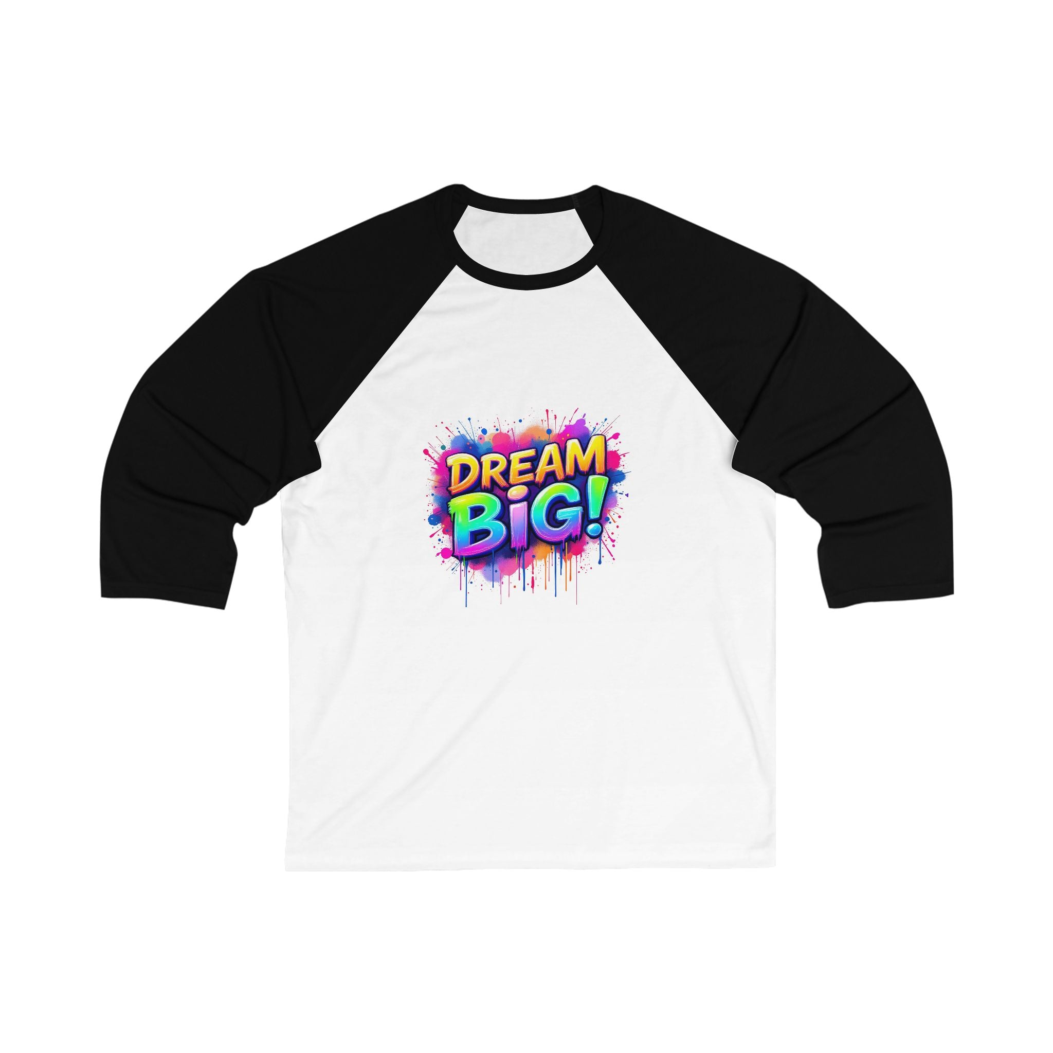 Colorful Dream Big Baseball Tee, Motivational Shirt for Sports, Inspirational Gift, Birthday, Casual Wear, Everyday Comfort