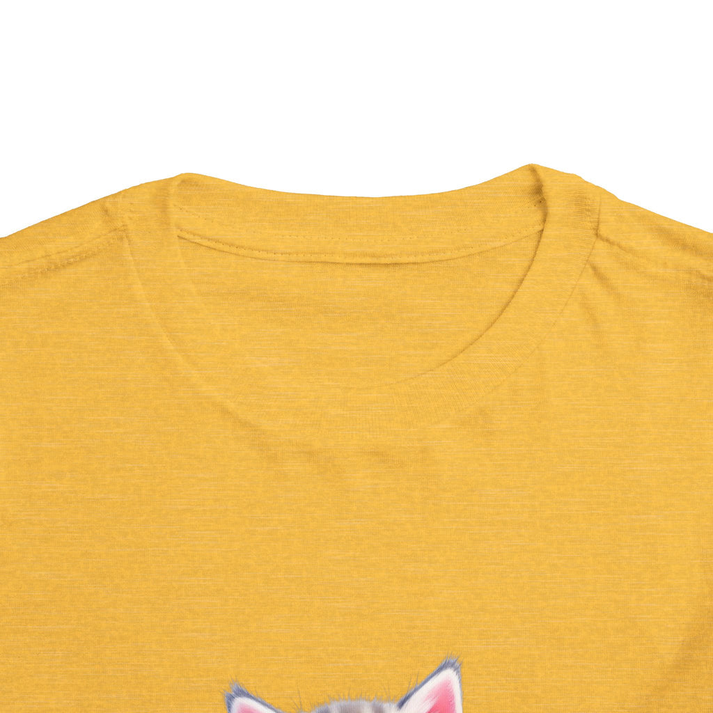 Cute Cat Toddler Tee - Whimsical Graphic Short Sleeve Shirt for Kids