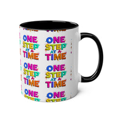 Motivational Two-Tone Coffee Mug - "One Step at a Time" - 11oz