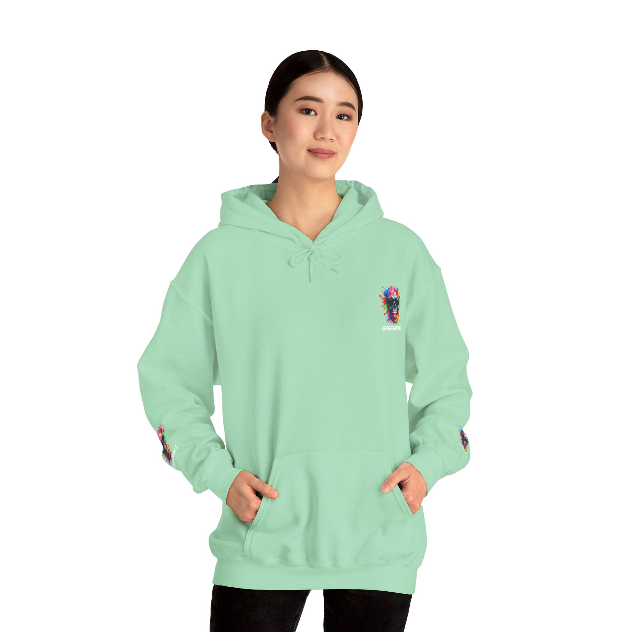 Colorful Retro Skull Hoodie, Unisex Heavy Blend Sweatshirt, Gift for Birthday, Casual Wear, Vintage Style
