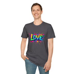 Colorful Love Unisex T-Shirt, Casual Wear, Gift for Him/Her, Valentine's Day, Family Reunion, Streetwear