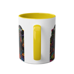 Colorful Dog Art Two-Tone Coffee Mug - 11oz, Perfect Gift for Dog Lovers