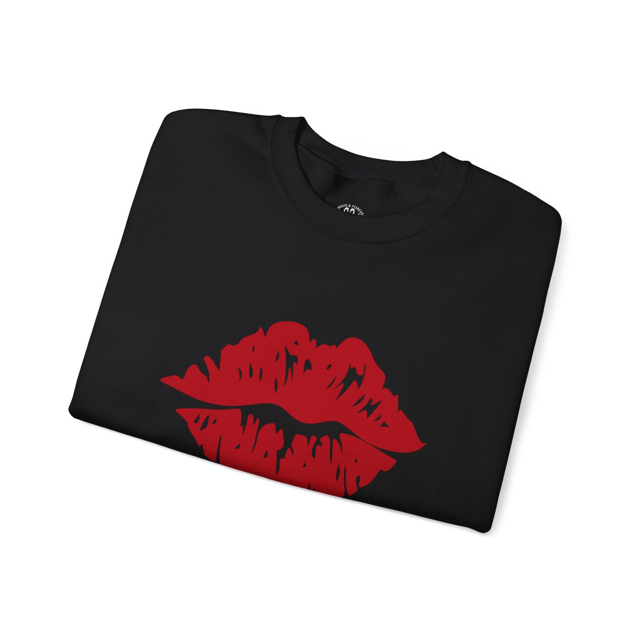 Romantic Lip Print Crewneck Sweatshirt | Perfect Gift for Her | Cozy Casual Wear, Valentine's Day, Birthday, Self-Care