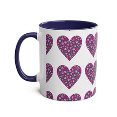 Pink Leopard Hearts Two-Tone Coffee Mug - 11oz - Perfect for Valentine's Day and Gift Giving