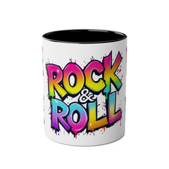Colorful Rock & Roll Coffee Mug - 11oz Two-Tone Mug for Music Lovers