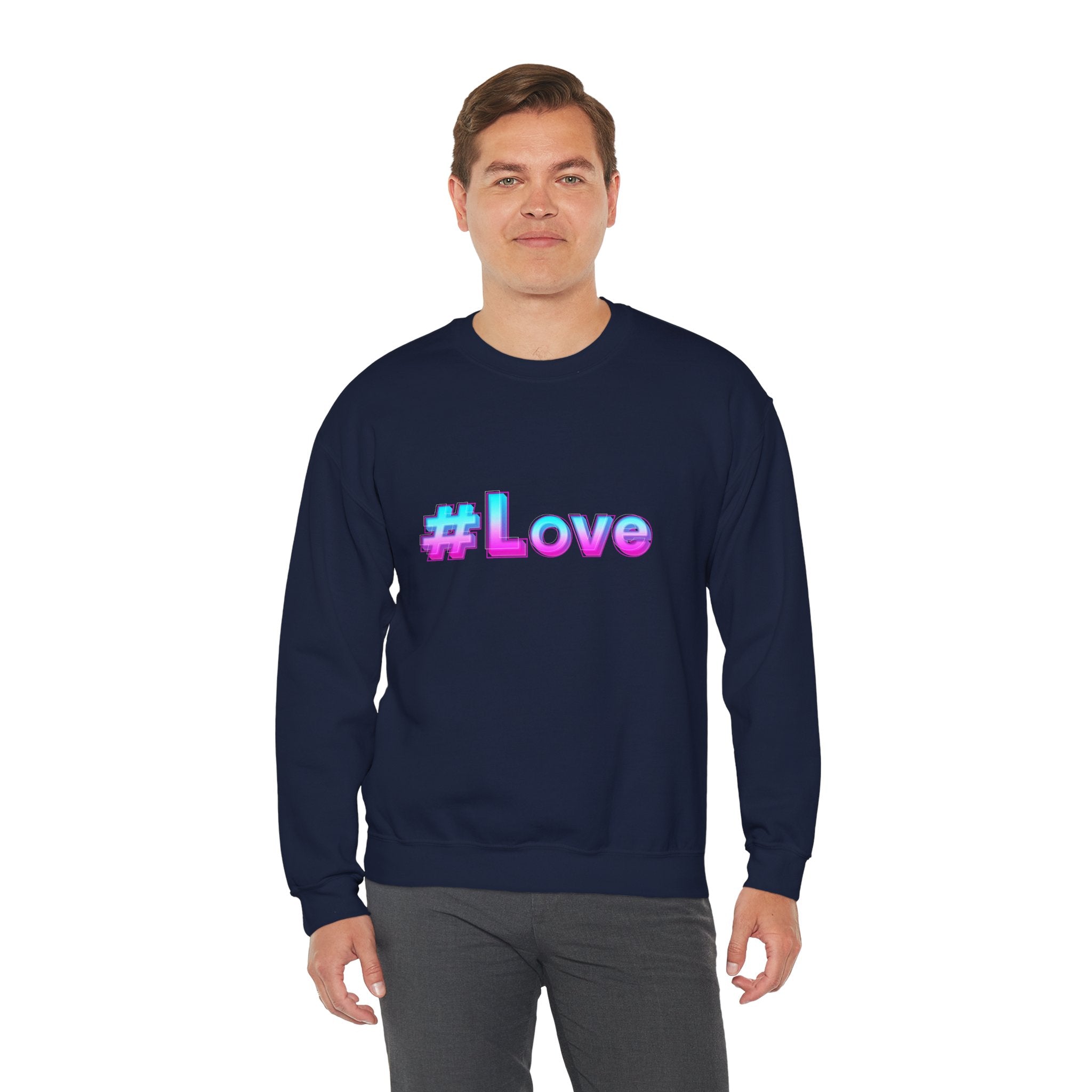 Colorful #Love Crewneck Sweatshirt for Cozy Vibes, Perfect Gift for Friends, Family, Valentine's Day, Everyday Wear, Casual Style