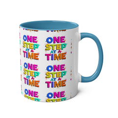Motivational Two-Tone Coffee Mug - "One Step at a Time" - 11oz