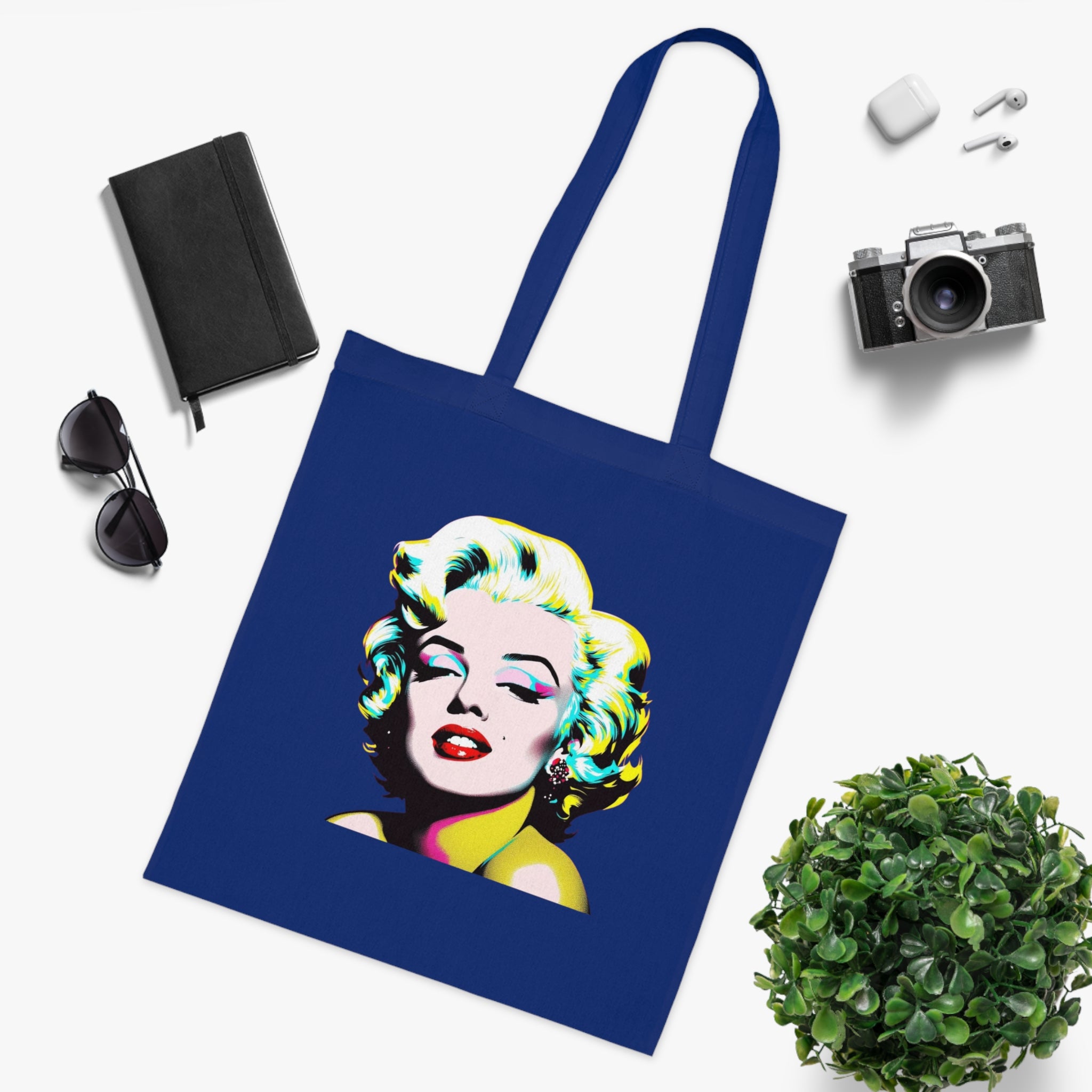 Marilyn Pop Art Cotton Tote Bag, Eco-Friendly Shopping Bag, Fun Beach Tote, Vintage Style Handbag, Gift for Art Lovers