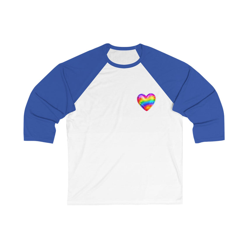 Rainbow Heart Unisex Baseball Tee, LGBTQ Pride Shirt, Casual Wear, Gift for Him/Her, Stylish Baseball Top