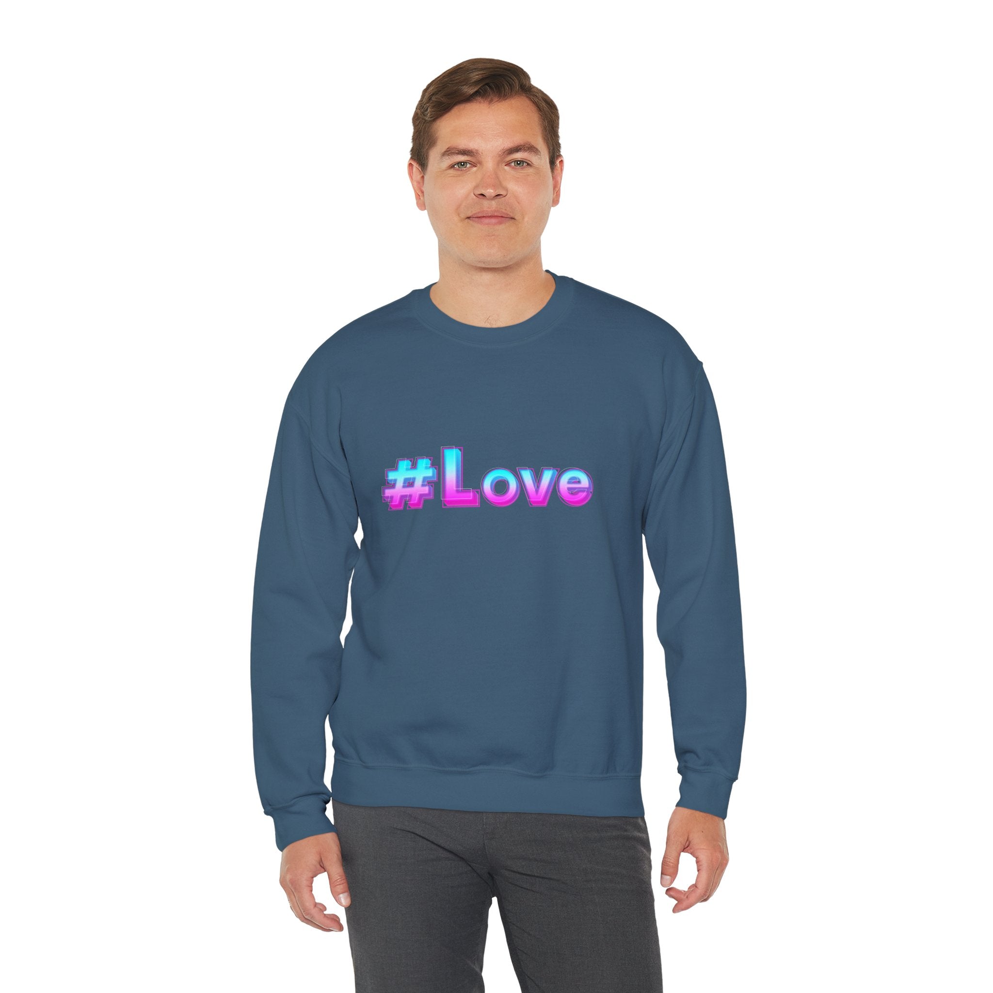 Colorful #Love Crewneck Sweatshirt for Cozy Vibes, Perfect Gift for Friends, Family, Valentine's Day, Everyday Wear, Casual Style