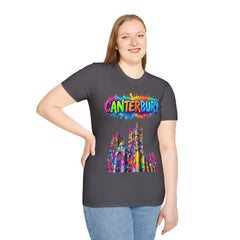 Canterbury Colorful T-Shirt | Vibrant Graphic Tee, Unisex Fashion, Travel Souvenir, Art Lovers Gift, Summer Wardrobe Essential
