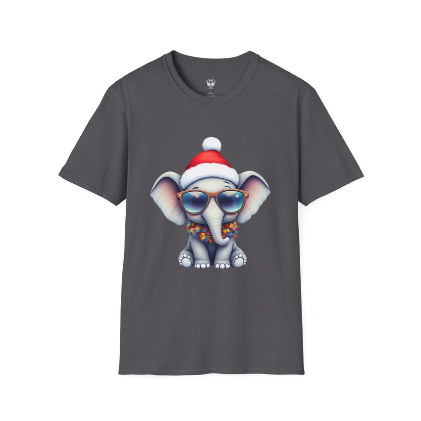 Cute Christmas Elephant T-Shirt, Unisex Holiday Tee, Fun Santa Shirt, Gift for Animal Lovers, Festive Apparel