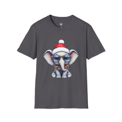Cute Christmas Elephant T-Shirt, Unisex Holiday Tee, Fun Santa Shirt, Gift for Animal Lovers, Festive Apparel