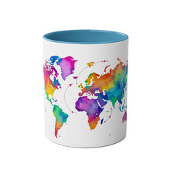 Colorful Map Two-Tone Coffee Mug - 11oz Travel Lovers Gift