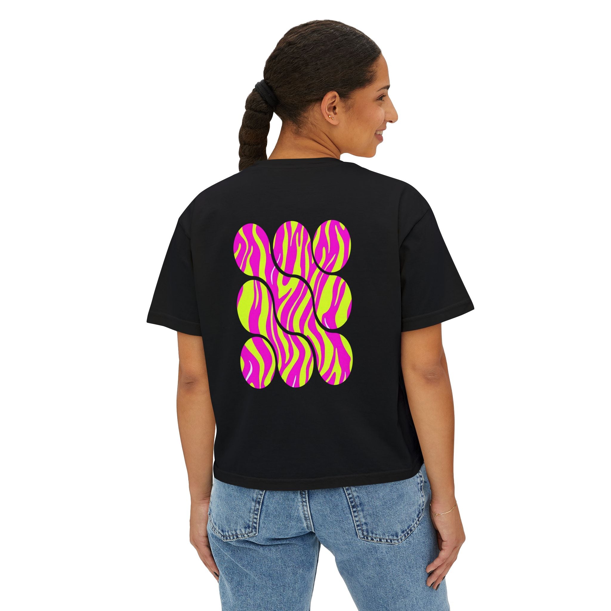 Women's Boxy Tee with Vibrant Heart and Pattern - Casual Summer Top, Gift for Her, Trendy Tee, Everyday Wear, Heart Print Shirt
