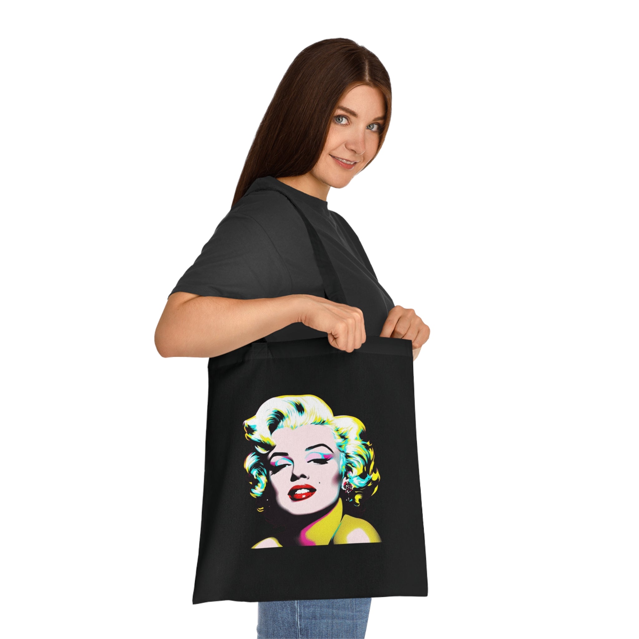 Marilyn Pop Art Cotton Tote Bag, Eco-Friendly Shopping Bag, Fun Beach Tote, Vintage Style Handbag, Gift for Art Lovers