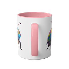 Colorful Beetle Two-Tone Coffee Mug - 11oz Fun and Whimsical Design
