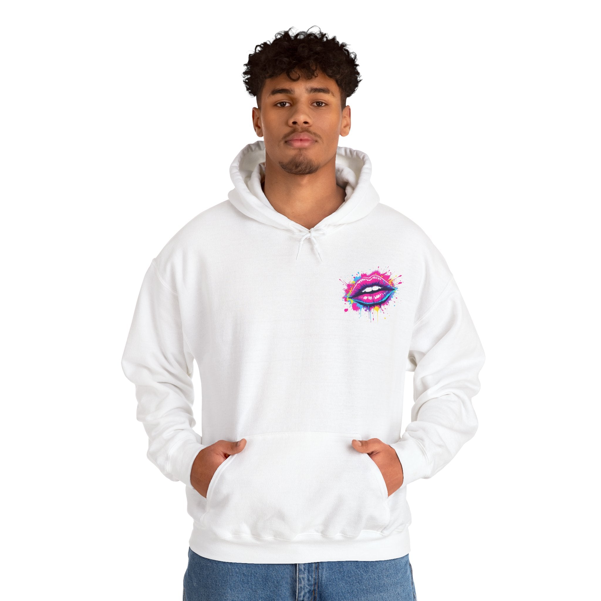 Vibrant Lip Art Hooded Sweatshirt, Statement Hoodie, Graphic Sweatshirt, Gift for Her, Cozy Casual Wear, Birthday Gift