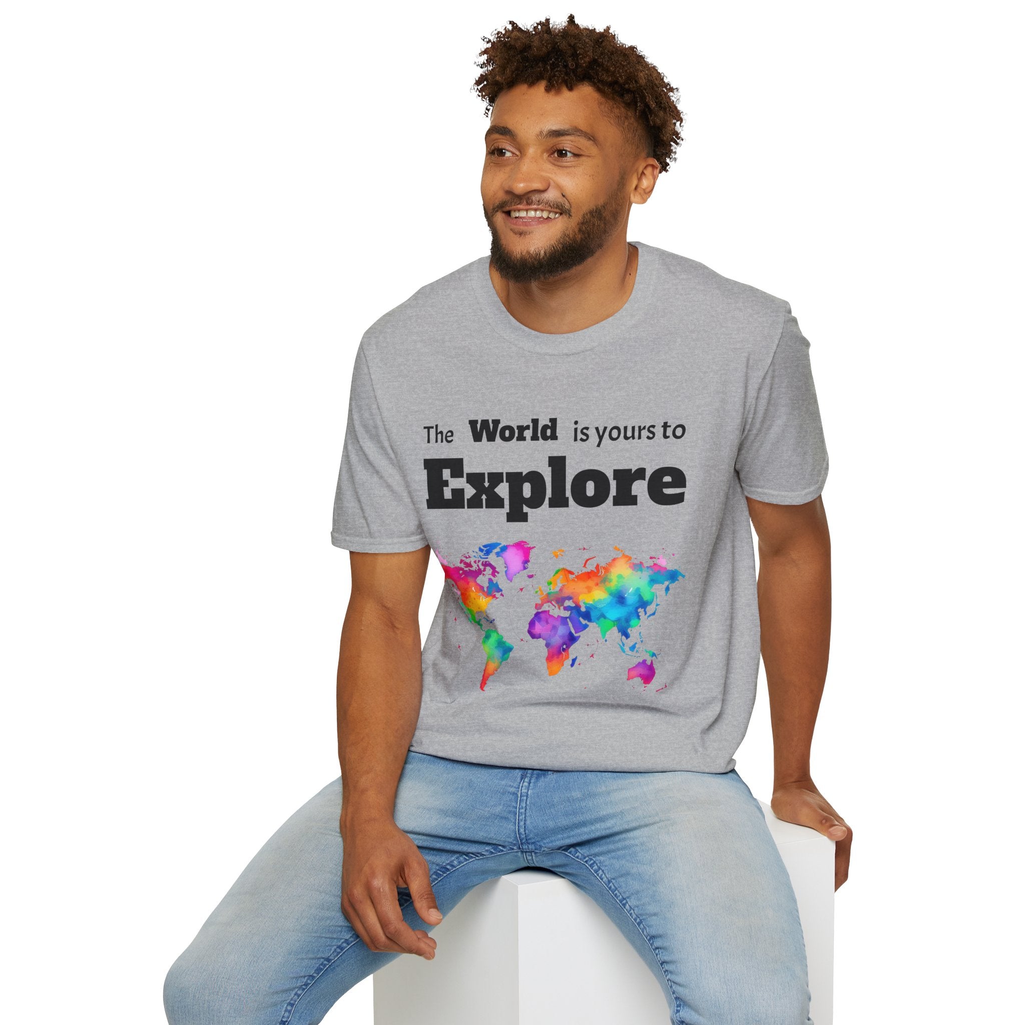 Explore the World Unisex T-Shirt | Adventure Shirt, Travel Tee, Gift for Explorers, Colorful World Map Top, Wanderlust Fashion