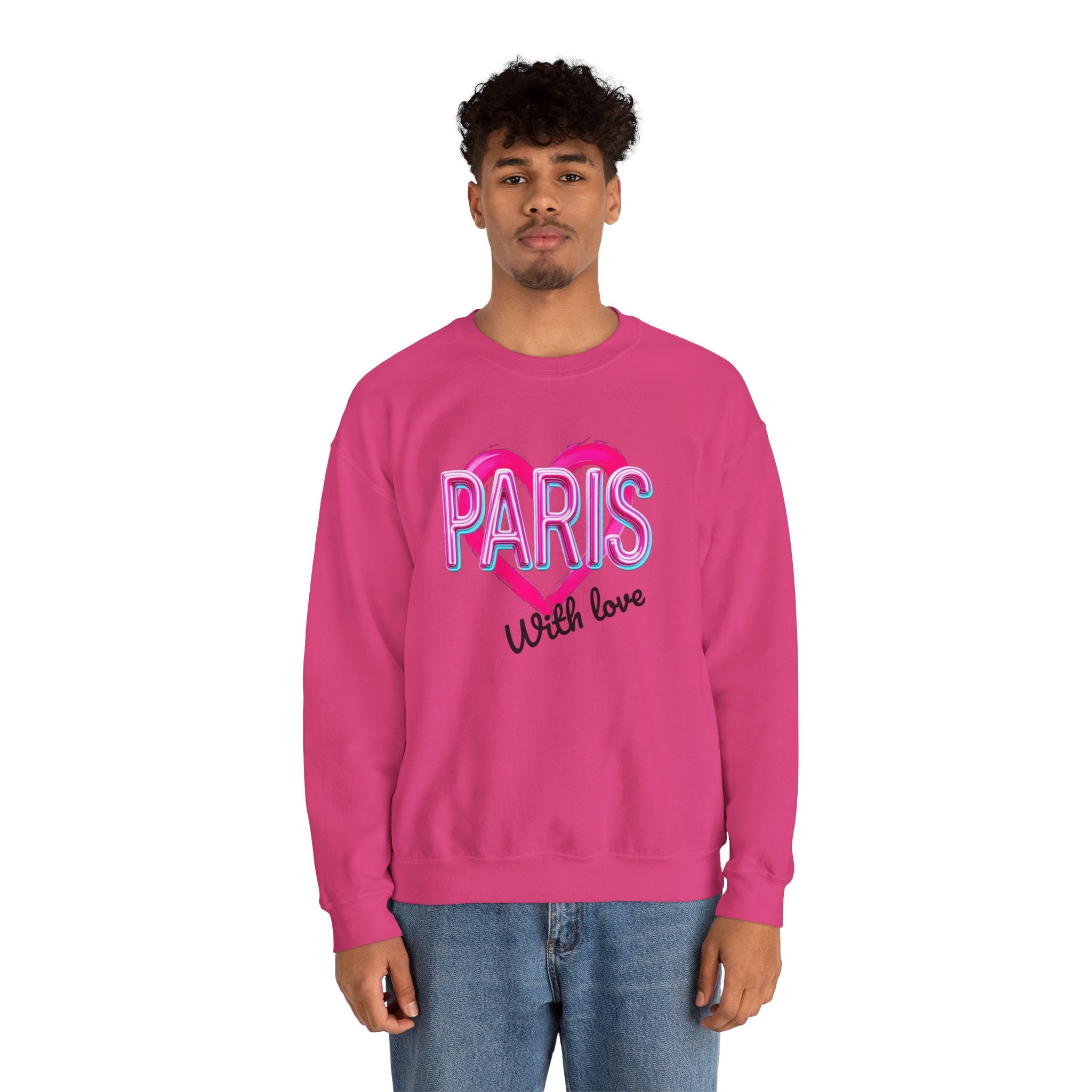 Paris Love Crewneck Sweatshirt, Gift for Her, Cozy Fashion, Travel Souvenir, Valentine's Day, Casual Style