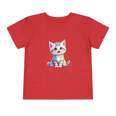 Cute Cat Toddler Tee - Whimsical Graphic Short Sleeve Shirt for Kids