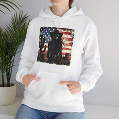 Western Cowboy Hoodie - Unisex Heavy Blend Sweatshirt, American Flag Design, Fashion Statement, Gift for Him, Cozy Apparel