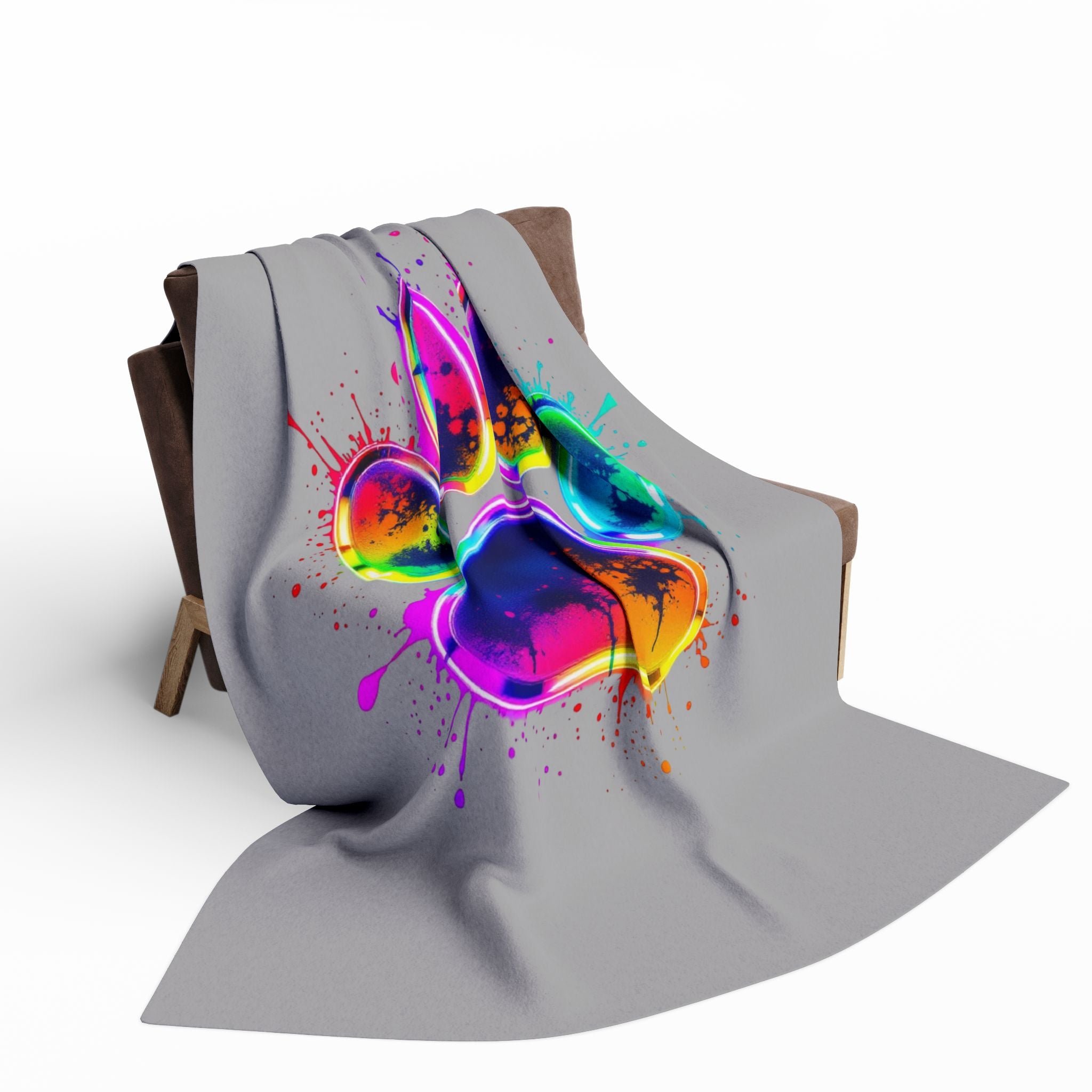 Colorful Paw Print Fleece Blanket | Cozy Pet Lover Gift, Animal Print Home Decor, Dog Blanket, Cat Blanket, Colorful Throw