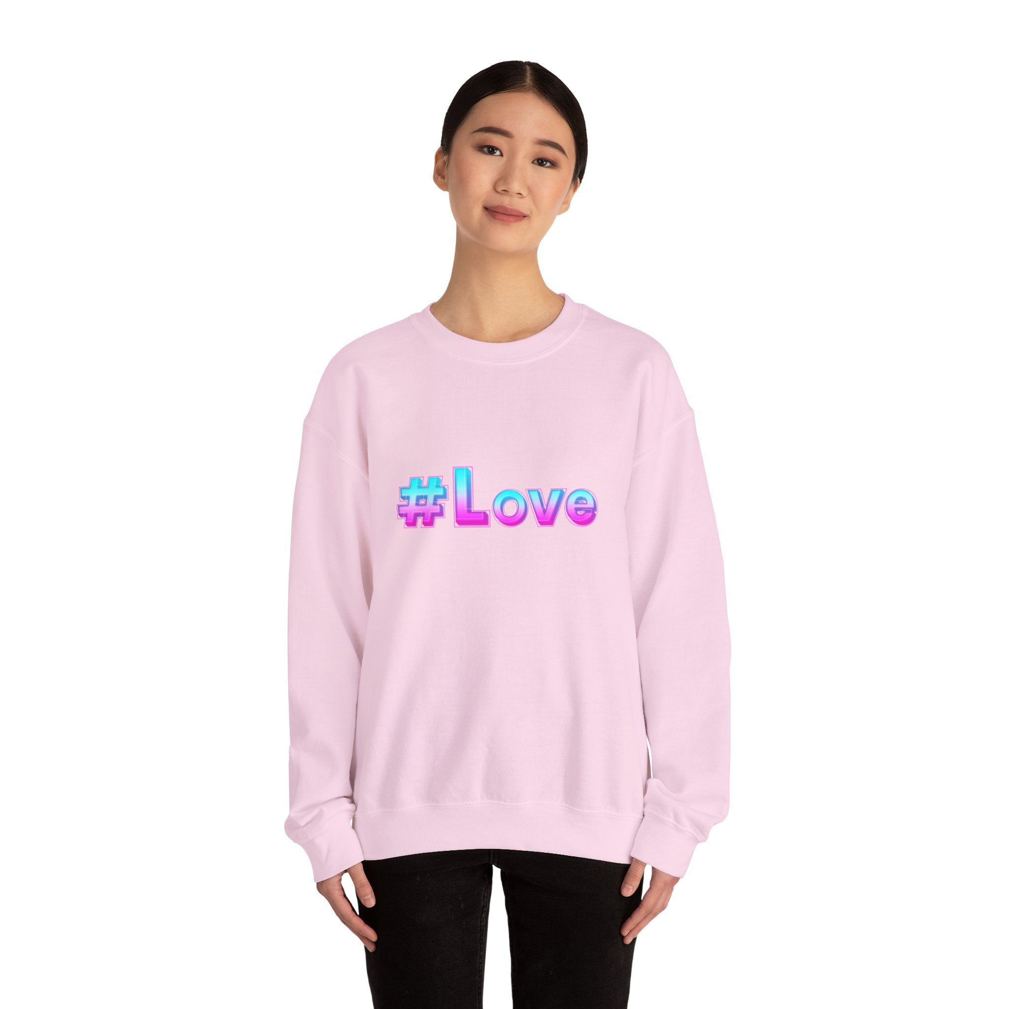 Colorful #Love Crewneck Sweatshirt for Cozy Vibes, Perfect Gift for Friends, Family, Valentine's Day, Everyday Wear, Casual Style