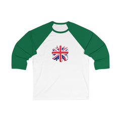 Union Jack 3/4 Sleeve Baseball Tee | Casual Unisex Shirt, Great Gift for Britons, Sports Fan Gear, Festival Wear