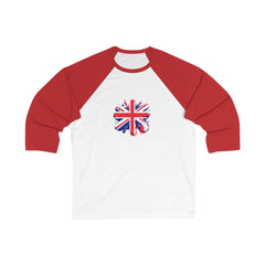 Union Jack 3/4 Sleeve Baseball Tee | Casual Unisex Shirt, Great Gift for Britons, Sports Fan Gear, Festival Wear