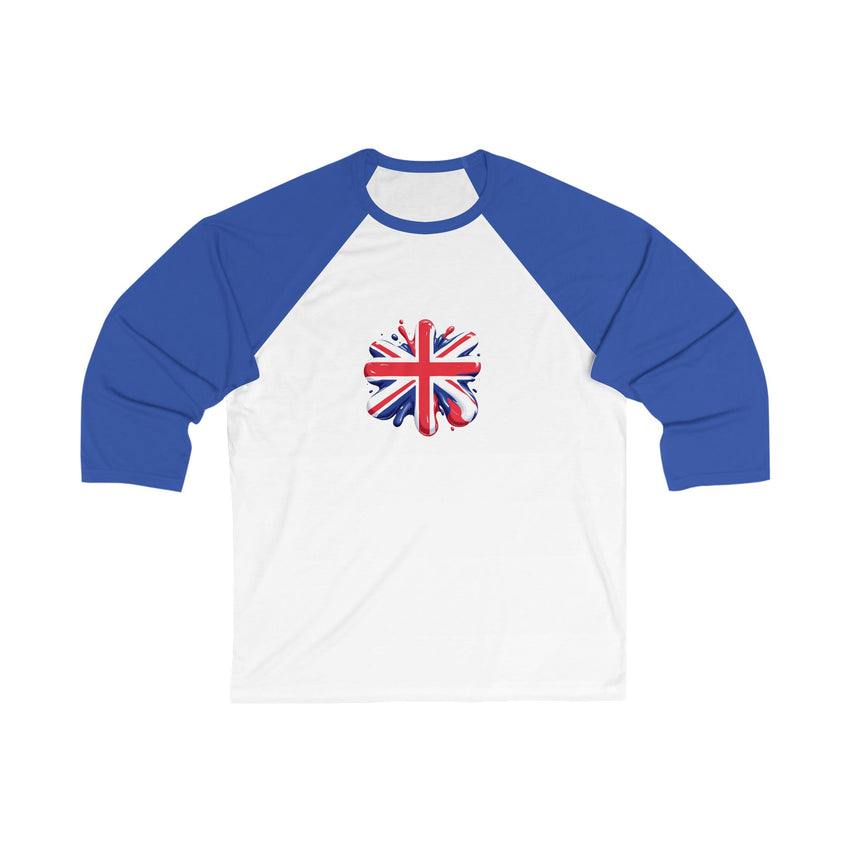 Union Jack 3/4 Sleeve Baseball Tee | Casual Unisex Shirt, Great Gift for Britons, Sports Fan Gear, Festival Wear