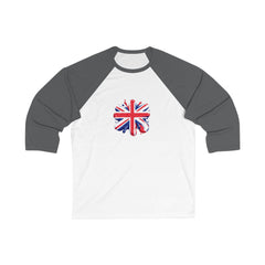Union Jack 3/4 Sleeve Baseball Tee | Casual Unisex Shirt, Great Gift for Britons, Sports Fan Gear, Festival Wear
