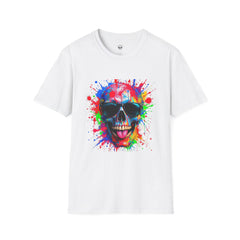 Colorful Skull Graphic T-Shirt, Unisex Tee, Casual Wear, Festival Outfit, Halloween Costume, Art Lover Gift, Party Top