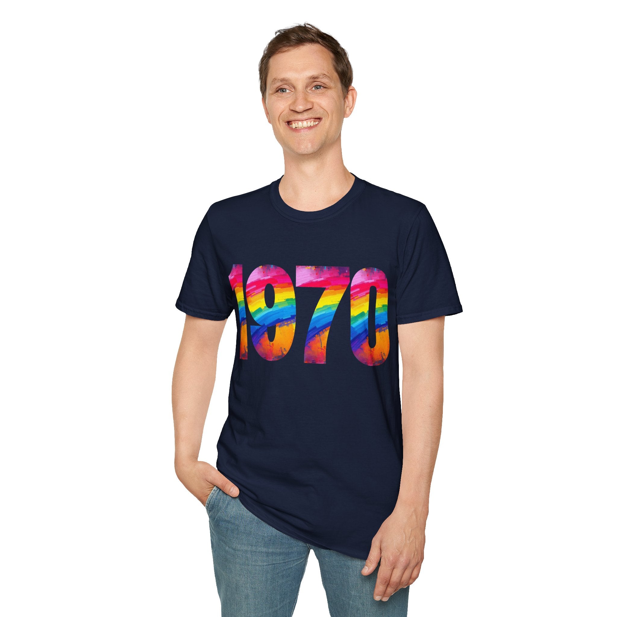 Retro 1970 Rainbow Unisex T-Shirt, Vintage Graphic Tee, LGBTQ Pride Apparel, Casual Streetwear, Gift Idea for Birthdays
