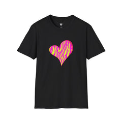Pink Zebra Heart Unisex T-Shirt, Custom Love Shirt, Casual Wear, Gift for Her, Trendy Summer Tee