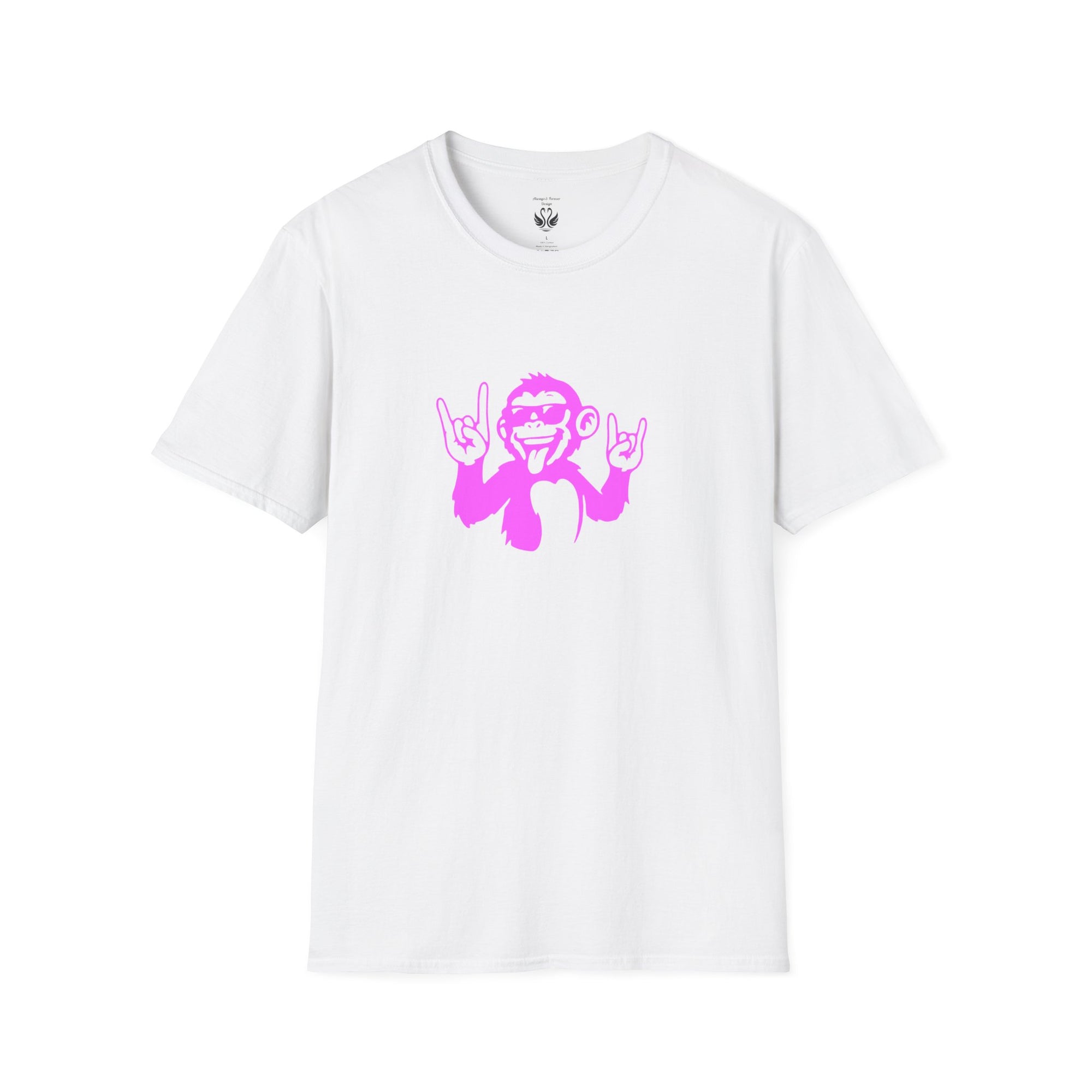 Rockin' Monkey Unisex Softstyle T-Shirt | Fun Graphic Tee | Great Gift for Music Lovers | Perfect for Parties & Casual Wear