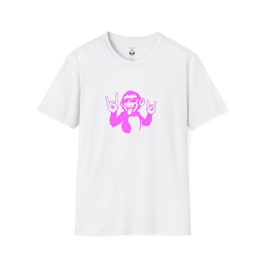 Rockin' Monkey Unisex Softstyle T-Shirt | Fun Graphic Tee | Great Gift for Music Lovers | Perfect for Parties & Casual Wear
