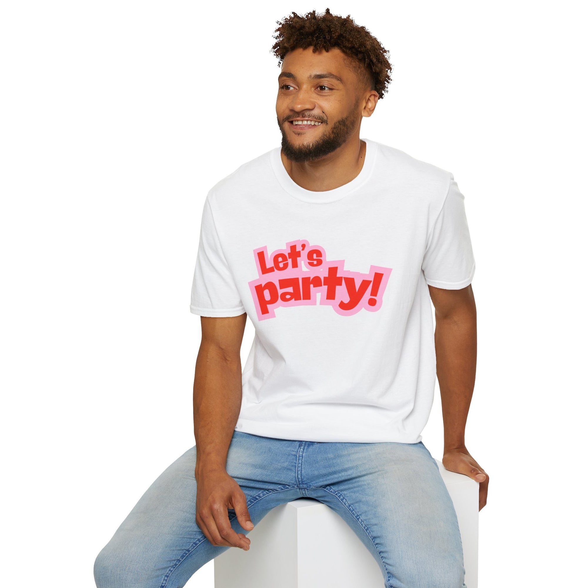 Let's Party! Unisex Softstyle T-Shirt - Fun Casual Wear for Celebrations, Birthdays, Festivals, Everyday Comfort