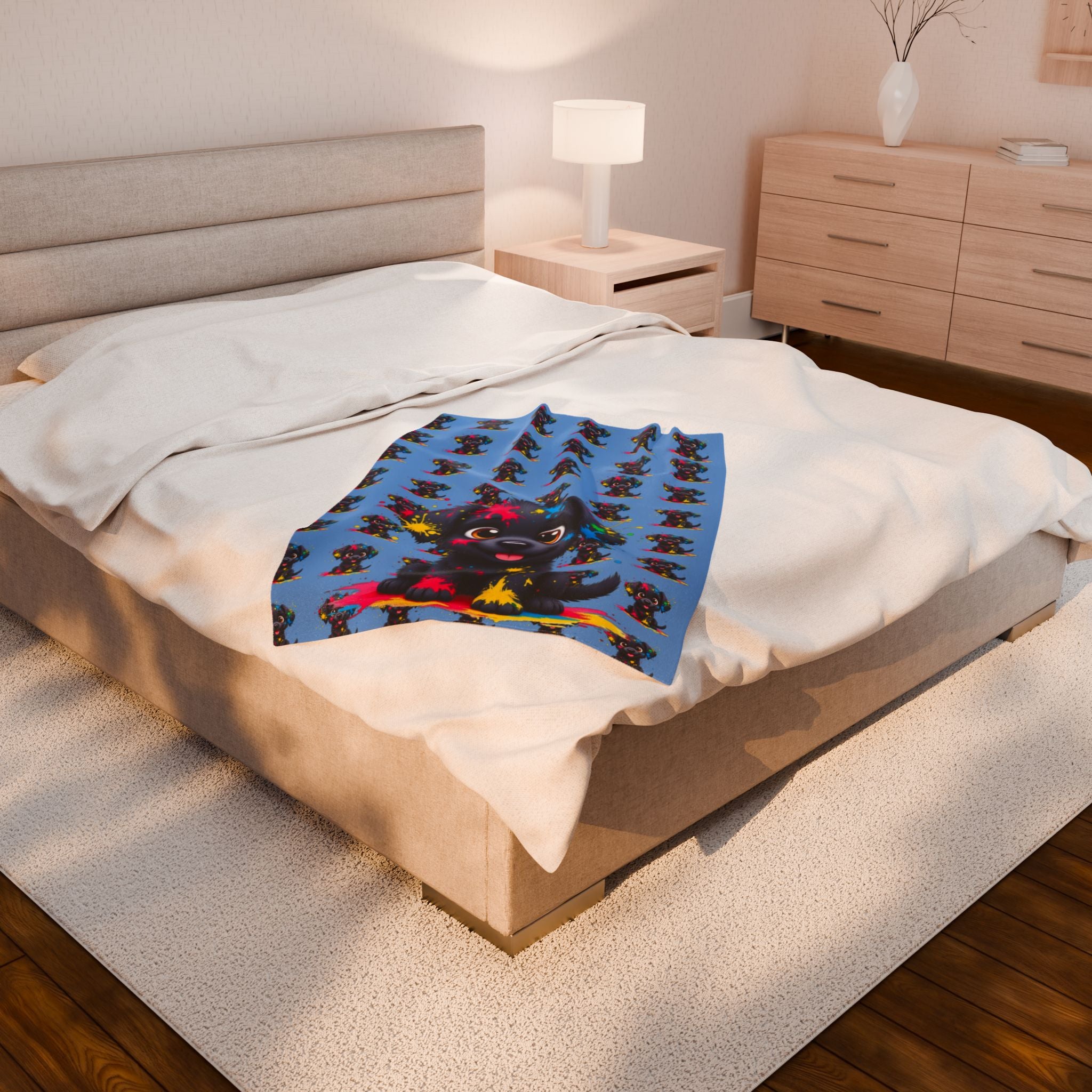 Cute Puppy Velveteen Plush Blanket - Perfect for Pet Lovers & Cozy Home Decor