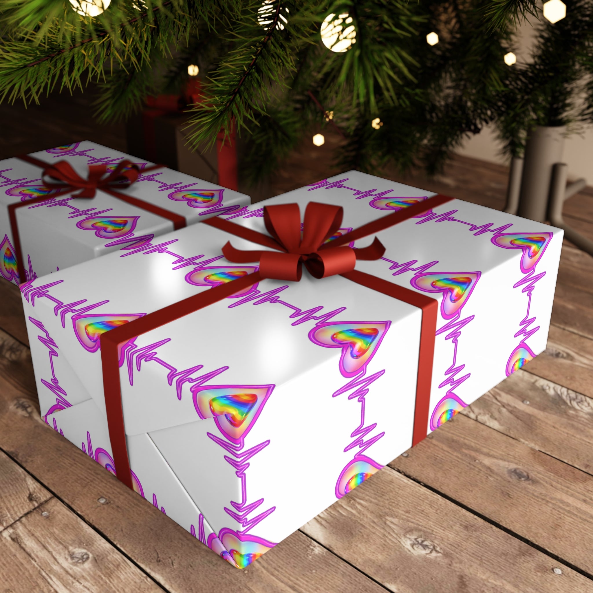 Colorful Heartbeat Gift Wrapping Paper Sheets - Perfect for Celebrations & Special Occasions