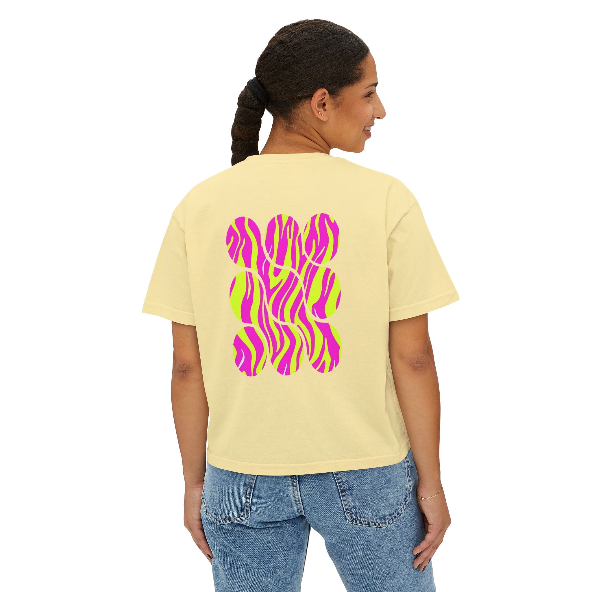 Women's Boxy Tee with Vibrant Heart and Pattern - Casual Summer Top, Gift for Her, Trendy Tee, Everyday Wear, Heart Print Shirt