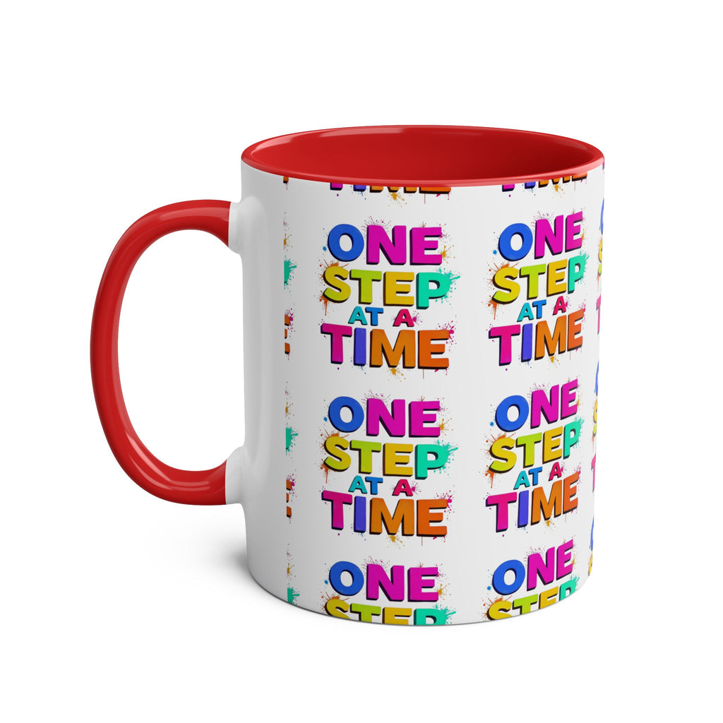 Motivational Two-Tone Coffee Mug - "One Step at a Time" - 11oz