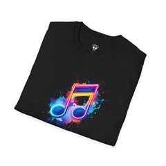 Musical Splash Unisex Softstyle T-Shirt | Gift for Music Lovers, Vibrant Art Tee, Trendy Music Shirt, Birthday Gift, Concert Wear