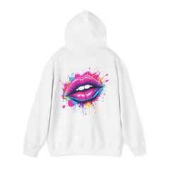 Vibrant Lip Art Hooded Sweatshirt, Statement Hoodie, Graphic Sweatshirt, Gift for Her, Cozy Casual Wear, Birthday Gift