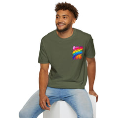 Vibrant Rainbow Softstyle T-Shirt, Unisex Pride Tee, LGBTQ+ Apparel, Colorful Casual Wear, Summer Festival Shirt