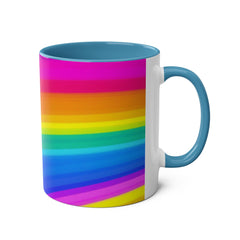 Vibrant Rainbow Two-Tone Coffee Mug - 11oz Colorful Drinkware