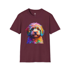 Colorful Puppy Art T-Shirt, Animal Lover Gift, Pet Owner Apparel, Fun Fashion for Dog Lovers, Unique Graphic Tee