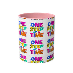 Motivational Two-Tone Coffee Mug - "One Step at a Time" - 11oz